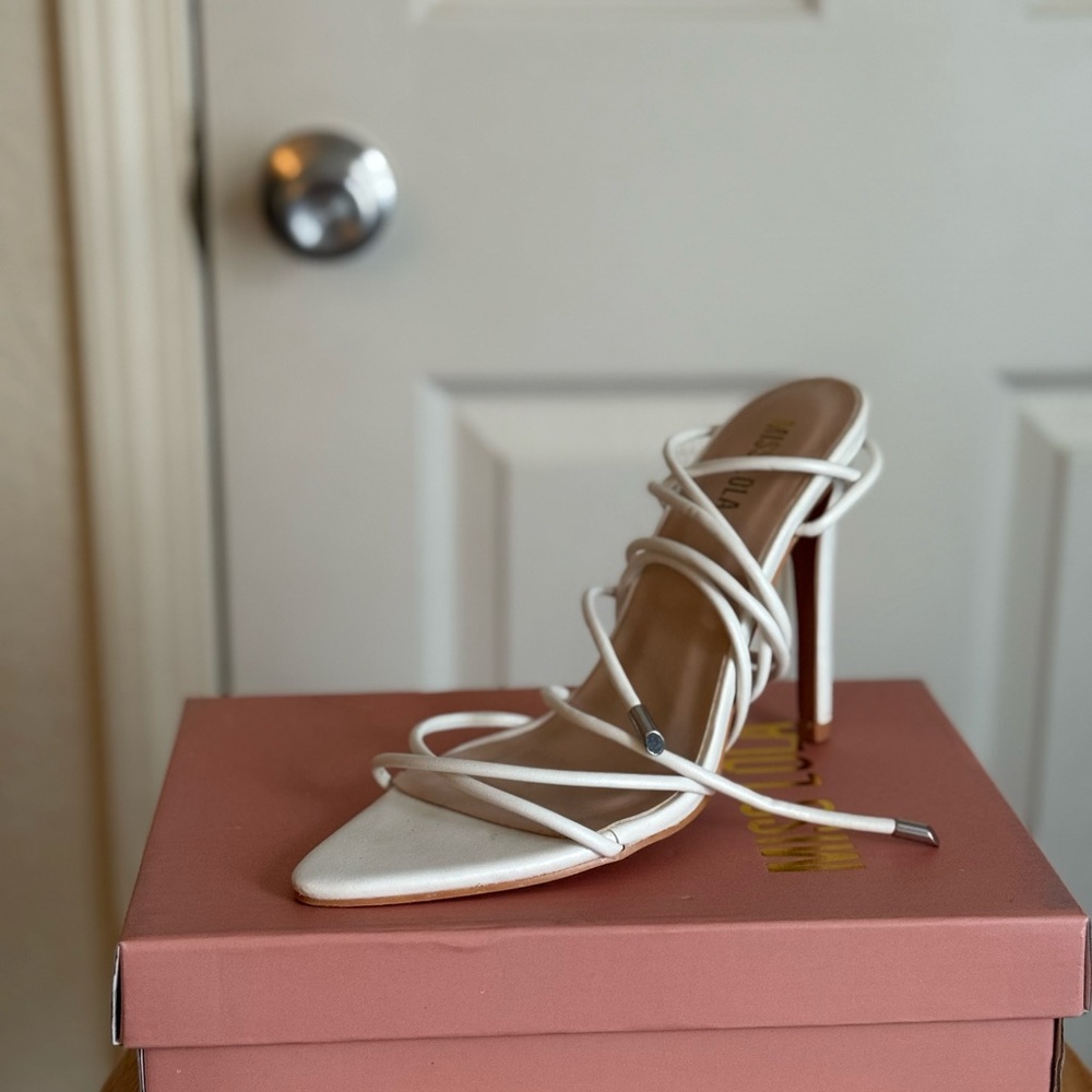 Missguided White Strappy Stiletto Heels